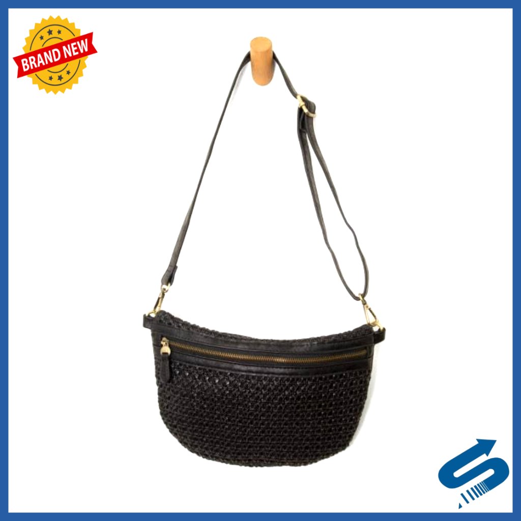 Faux Cane Vegan Leather Sling Belt Bag Crossbody Adjustable Strap